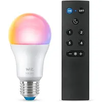 Wiz Lampe 60 W A60 E27 mit Fernbedienung, Intelligentes Leuchtmittel, Wi-Fi/Bluetooth, Weiß, Wi-Fi 4 (802.11n), 802.11b, 802.11g, LED, E27