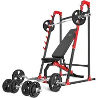 Marbo-sport Marbo Sport Set MH8_125KG_KIER_G | beidseitig verstellbare Hantelbank + Langhantelständer + Hantelstangen/Hantelscheiben Set 83 kg