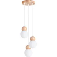 Sollux Hängeleuchte PEKKA 3P weiß/naturfarbenes Holz 3xG9 8W Glas/Holz 124x31x31cm