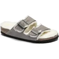 Birkenstock Arizona Lammfell Wildleder Stein Münze Schmales Fußbett - 1017403