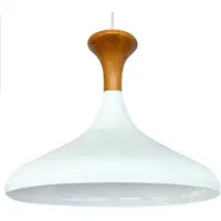 Bamyum Champion Pendelleuchte aus Holz, 35 cm Hängelampe Weiße Metall Lampe