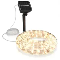 Bearware LED Lichterkette Solar 10 m warmweiß – Innen und Außen - Solarpanel mit Akku 1200mAh - 100 Leds warmweiß – 2 Modi: blinkend und stetig leuchtend – flexibler Kupferleiter – Schutzart IP44