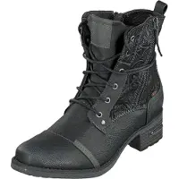 Mustang Damen Stiefelette Boot strukturiertes Schaftdesign Blockabsatz 1229-508, Größe:37 EU, Farbe:Schwarz