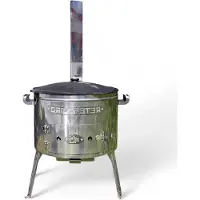 Grillpeter Utschak aus Edelstahl 2mm mit Rauchrohr Timur mit Kazan aus Gusseisen 16L