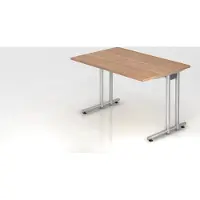 Proregal - Büromöbel mit top Leistungsdaten Schreibtisch Mauno | Nussbaum | BxT 120x80cm | Arbeitshöhe 72cm | höhenjustierbar 0-10 mm | C-Fuß-Gestell Silber | Rechteckform
