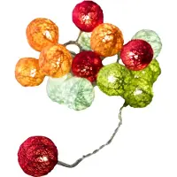 Konstsmide - LED Dekolichterkette, bunte Baumwollkugeln, klein, 16 warm weiße Dioden, 24V Innentrafo, transparentes Kabel