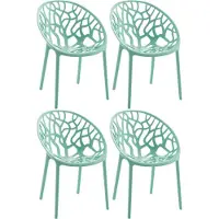 CLP Gartenstuhl Hope 4er Set hellgrün stapelbar Polypropylen recycelt 59x60x80 cm für Innen- & Außenbereich