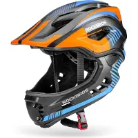 RockBros Kinder-Fahrradhelm Mit Abnehmbarem Kinnteil Tt-32Sobl-M Grösse M – Schwarz-Orange