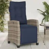vidaXL "2026 Moderne" Gartensessel mit Fußteil Verstellbar Grau Poly Rattan - Gartenstühle CJG892493