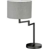 Fischer Leuchten Tischleuchte, Rota | 1x E27 max. 40,0 W ohne Leuchtmittel sandschwarz | Stoffschirm| grau Leinen innen PVC weiß