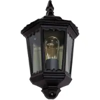 LINDBY Außenwandleuchte Lieva, Höhe 44 cm, schwarz, Glas