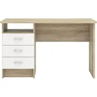 Ebuy24 Fula Schreibtisch 3 Schubladen Eiche Struktur Nachbildung und weiss.