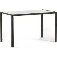 Idea New Garden Srl Innentisch 120x70 cm mit gehärteter Glasplatte, modernes und schlichtes Design, ideal für Küche, Esszimmer oder Büro – Grau–Ettore