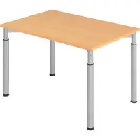 Bümö Schreibtisch Serie-Y - Gestell: Silber, Nachbildung: Buche, Größe: 120 x 80 cm