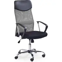 Topeshop KRZESŁO NEMO SZARE, Gepolsterter Sitz, Netz-Rückenlehne, Schwarz, Grau, Stoff, Netz