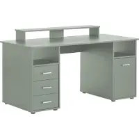 MÖBELPARTNER Schreibtisch Fox | Large | HxBxT 87x150x70cm | 3 Schubladen, 2 offene Fächer & 1 Fach mit Flügeltür | Pistazie