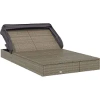 vidaXL Möbel Liegestuhl 2er Set HOMMIE - Gartenliege 2-Person - Sonnenliegen - mit Dach Grau 213x118x97 Poly Rattan - 213x118x97 cm Top4439318