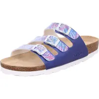 Rohde Damen Pantolette Dreiriemer in Weite G mit Lederdecksohle Alba 5625, Größe:42 EU, Farbe:Blau