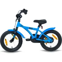 Prometheus Kinderfahrrad 14 Zoll Jungen und Mädchen in Blau & Schwarz mit Stützräder | Aluminium Seitenzugbremse und Rücktrittbremse | inkl. Sicherheitspaket | ab 4 Jahre | 14“ BMX Edition 2018
