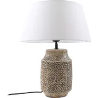 LINDBY Tischleuchte Aelith, Ø 40 cm, braun, Keramik, E27