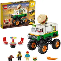 LEGO 31104 Creator 3in1 Burger-Monster-Truck, Geländewagen oder Traktor, Spielzeug, verschiedene Fahrzeuge als Konstruktionsspielzeug