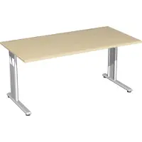 Geramöbel Schreibtisch höhenverstellbar, 1600x800x680-820, Ahorn/Silber, S-617103-AS