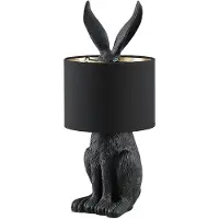 LINDBY Tischlampe Lorentina, 56 cm, Hase, schwarz, Textil