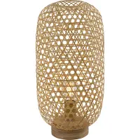 Globo Tischleuchte Bambus naturfarben, Kabel PVC schwarz, Wippschalter am Kabel, Bambusgeflecht, ø: 220mm, H: 460mm, Kabellänge 1700mm, exkl. 1x E27 60W 230V
