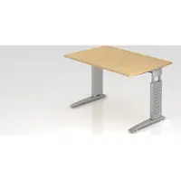 Proregal - Büromöbel mit top Leistungsdaten Schreibtisch Mauri | Ahorn | Silber Gestell | BxT 120x80cm | Arbeitshöhe 68-86cm | höhenjustierbar, 2cm Raster | C-Fuß-Gestell | Rechteckform