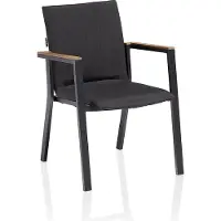 Kettler Stapelsessel RASMUS, Aluminium Anthrazit / Sunbrella (100 % Polyacryl) Sooty, Teak-Armlehnen