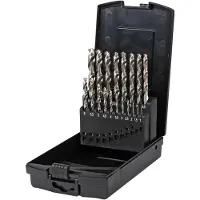 Stier Spiralbohrer Set HSS-Co5 / HSS-E, 19-teilig, Premium Metallbohrer Satz, Stahlbohrer Satz, geschliffen, zylinderischer Schaft, Cobalt-Gehalt von 5%, DIN 338, Typ N