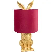 Clayre & Eef Tischlampe Kaninchen Ø 20x43 cm Goldfarbig Rot Polyresin
