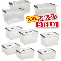 BRB-Lagertechnik BRB 9-teiliges Aufbewahrungsboxen-Set mit Clipdeckel, 3 x 15 Liter, 3 x 22 Liter, 3 x 62 Liter