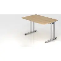 Proregal - Büromöbel mit top Leistungsdaten Schreibtisch Mauno | Eiche | BxT 120x80cm | Arbeitshöhe 72cm | höhenjustierbar 0-10 mm | C-Fuß-Gestell Silber | Rechteckform