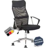 DELUKE Bürostuhl Ergonomisch MELO Schreibtischstuhl mit Netzbespannung | Höhenverstellbarer Drehstuhl, Arbeitsstuhl mit Armlehne | Computerstuhl 140 kg | Schwarz