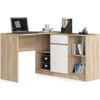 Akord Eck-Schreibtisch B17 mit Kommode Sonoma-Eiche, Weiß B120 x H79 x T126 cm