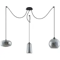 LUCANDE Zyli 3 Pendelleuchte Smoke - , Zyli, dimmbar, Grau, für Wohnzimmer, Glas, Vintage