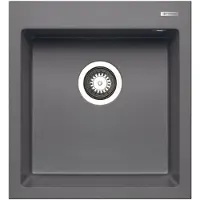 Pyramis Spüle ISTROS 46x50 in IRON GREY mit Excenterbedienung / Granitspüle / Steinspüle / Ausschnitt 440 x 480 mm