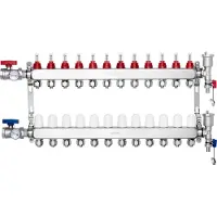 Vevor 12-Ast Strahlungsheizungsverteiler, 1/2" PEX Rohrverteiler, Edelstahl PEX Verteiler für hydronische Fußbodenheizung, Strahlungsheizungs-PEX Verteiler-Kit mit 1/2" Adaptern enthalten, 12 Zweige