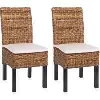 Chefgastro 2er-Set Esszimmerstuhl Korbstuhl Stuhl Malibu Bananengeflecht | HxBxT 96x46x41cm | Sitzhöhe 46cm | dunkel | mit Kissen