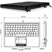 Perixx PERIBOARD-510 H PLUS US, Mini USB-Tastatur, Touchpad, Hub, schwarz