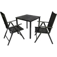 VCM 3 tlg. Gartenmöbel Set | Sitzgruppe Essgruppe | 1xTisch, 2x Stühle | Tisch Maße ca. H. 76 x B. 80 x T. 80 cm | Stühle 80 SW