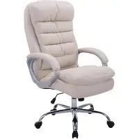 DELUKE Bürostuhl SOUK Stoff - 116x68x77, Creme | Stoff | Metall in Chromoptik Gestell | ergonomische Bürostühle Homeoffice Stuhl mit Rollen