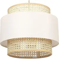 Beliani Hängelampe beige / natürlich Baumwolle Rattan Boho Wohnzimmer Esszimmer