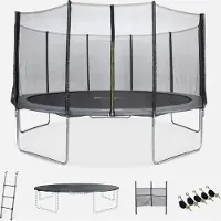 Sweeek - Trampolin Ø460cm mit Sicherheitsnetz und Zubehör - Grau