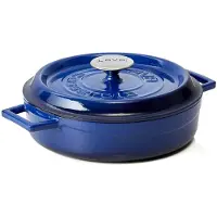 WAS Germany LAVA Kochtopf mit Deckel aus emailliertem Gusseisen Blau mit 2,5 Liter