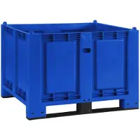 BRB-Lagertechnik Palettenbox mit 2 Kufen, LxBxH 1200 x 800 x 850 mm, blau, Boden/Wände geschlossen, Tragkraft 500 kg