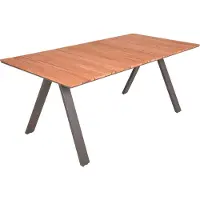 DELUKE Gartentisch FRED - Teak, Anthrazit , 180x90x74cm | Terrassentisch Wetterfest Outdoor Tisch