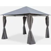 Sweeek - Pavillon 3 x 3 m - Laube mit Vorhängen - Grau