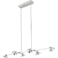 LUCANDE Steve LED-Hängelampe, alu, 113 cm, 6-flg., dimmbar - , Steve, dimmbar, Metallisch, für Esszimmer, Metall, Modern